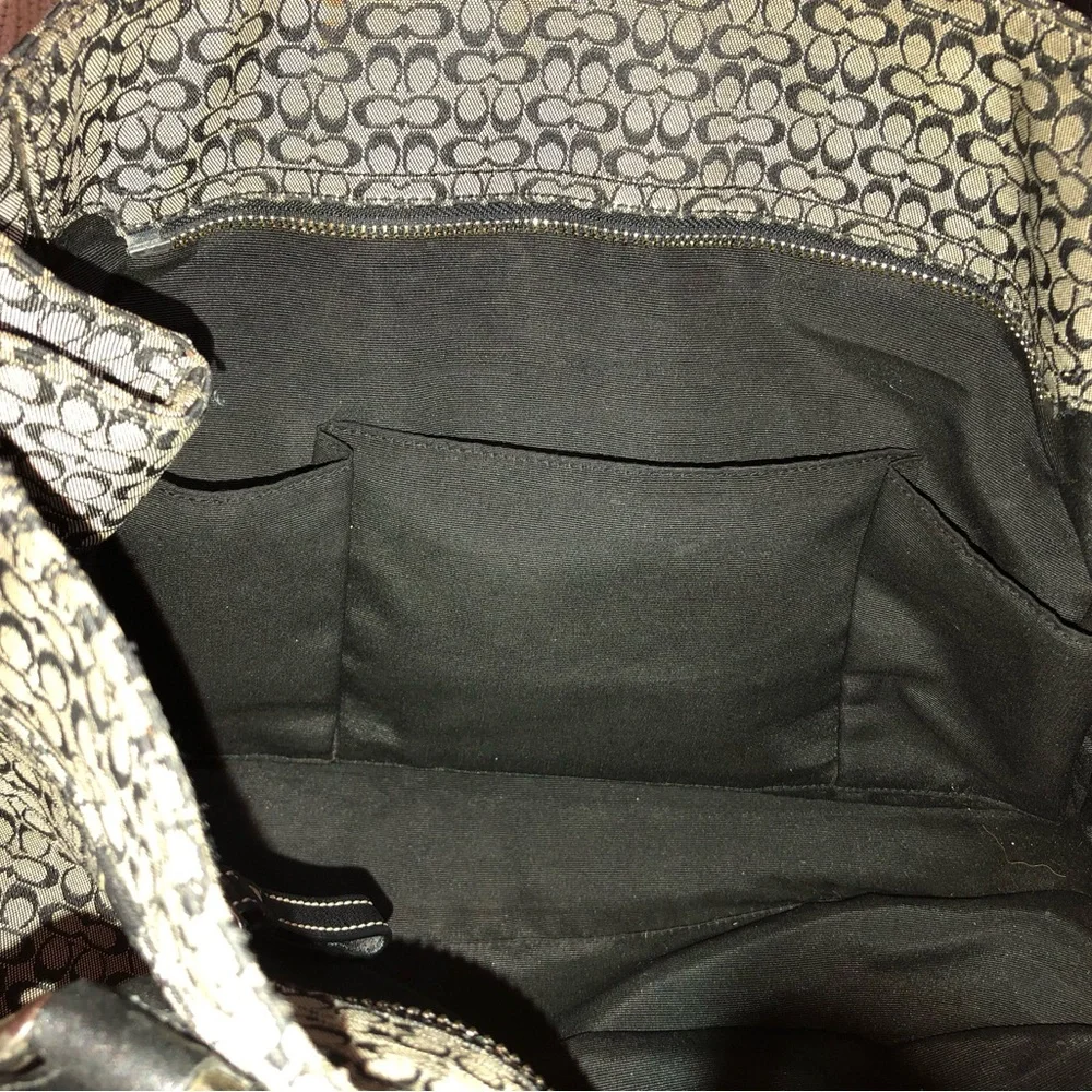 Coach signature “mini C” handbag. Leather & canvas. - Picture 5 of 16